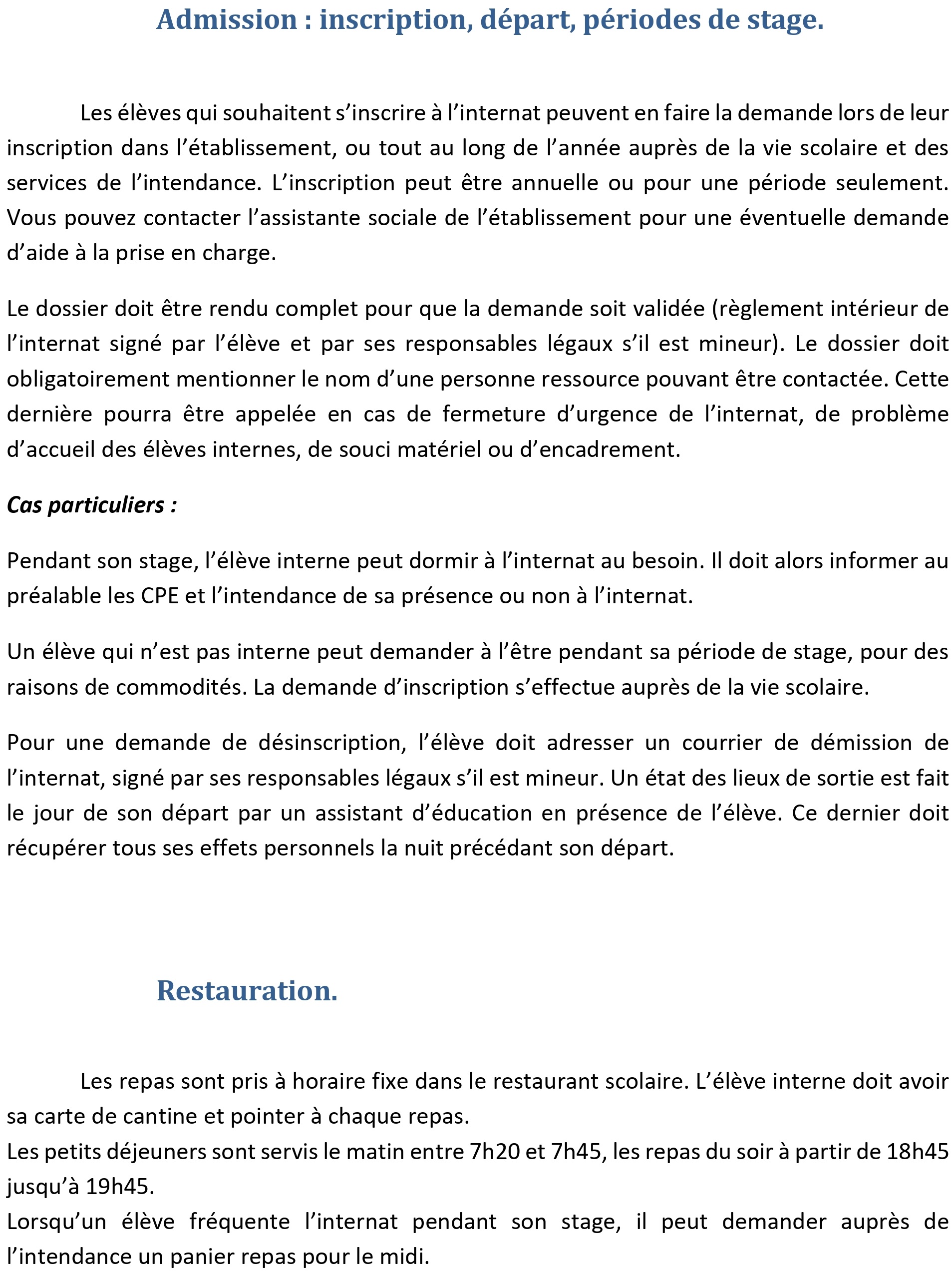 livret daccueil internat site 2 informations pratiques page 0002